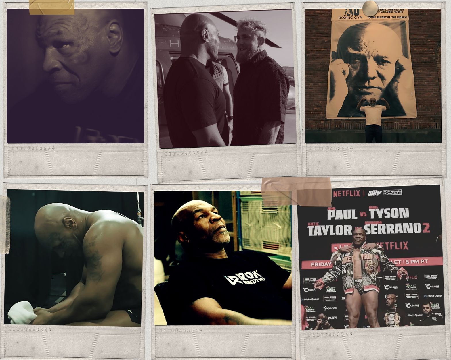 Collage of Mike Tyson's preparation and behind the scenes moments